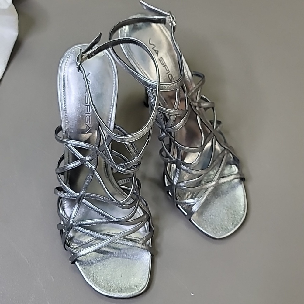 Via spiga silver leather Web Sandals